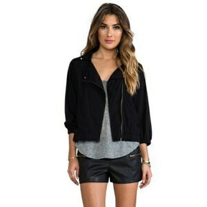 BCBGeneration Crop Hooded Black Zip up Jacket MMedium